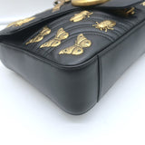 Gucci GG Marmont Animal Studs Medium Shoulder Bag Black Matelasse Leather