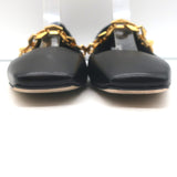 Jimmy Choo Diamond Tilda Chain-Strap Ballet Flats Black Leather Size 38.5