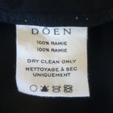 Doen Idella Lace-Trim Top Black Ramie Size Extra Small Puff Sleeve Blouse