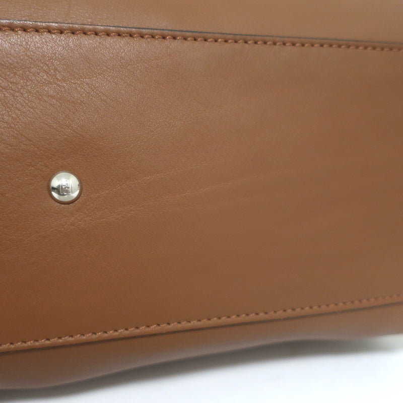 Fendi Large Peekaboo Whipstitch Satchel Brown Leather Shoulder Bag