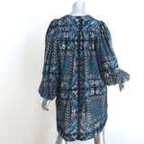 Ulla Johnson Nerissa Long Sleeve Mini Dress Blue Printed Cotton-Blend Size Small