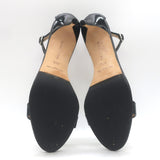 Manolo Blahnik Chaos Ankle Strap Sandals Black Patent Leather Size 38.5
