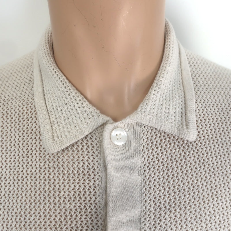 PAIGE Wilkinson Open Knit Button-Down Sweater Heather Macadamia Size Medium NEW