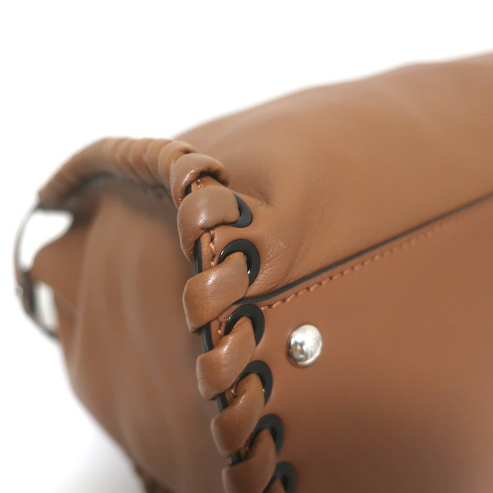 Fendi Large Peekaboo Whipstitch Satchel Brown Leather Shoulder Bag