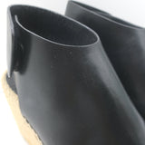 Celine Slingback Espadrille Wedge Sandals Black Leather Size 37 Open Toe Heels