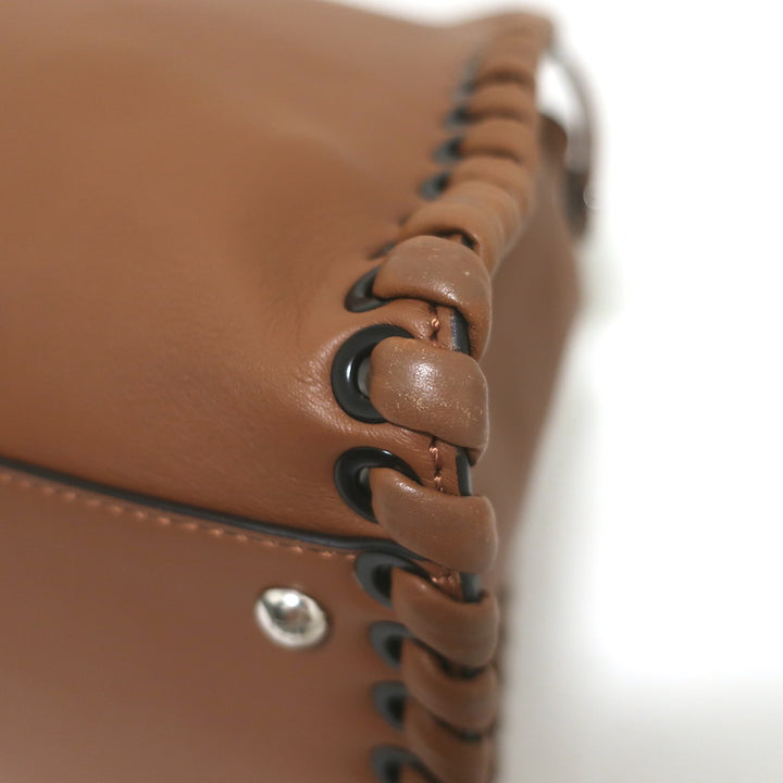 Fendi Large Peekaboo Whipstitch Satchel Brown Leather Shoulder Bag