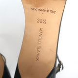 Manolo Blahnik Chaos Ankle Strap Sandals Black Patent Leather Size 38.5