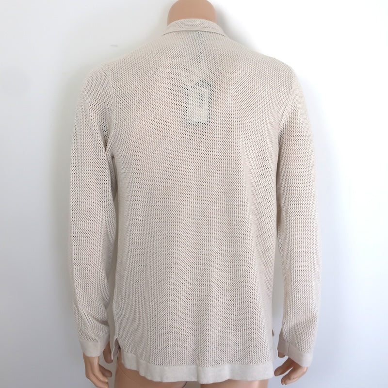 PAIGE Wilkinson Open Knit Button-Down Sweater Heather Macadamia Size Medium NEW