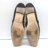 Jimmy Choo Diamond Tilda Chain-Strap Ballet Flats Black Leather Size 38.5