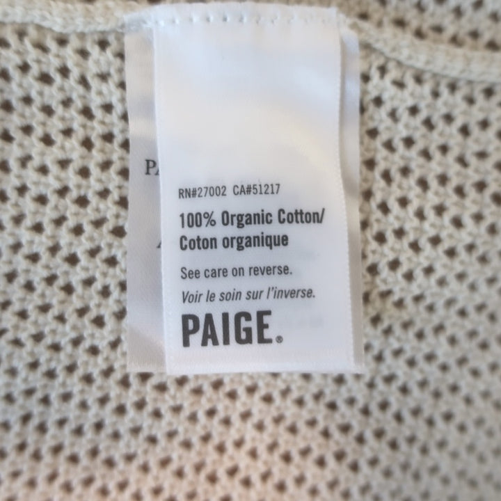 PAIGE Wilkinson Open Knit Button-Down Sweater Heather Macadamia Size Medium NEW
