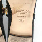 Jimmy Choo Diamond Tilda Chain-Strap Ballet Flats Black Leather Size 38.5