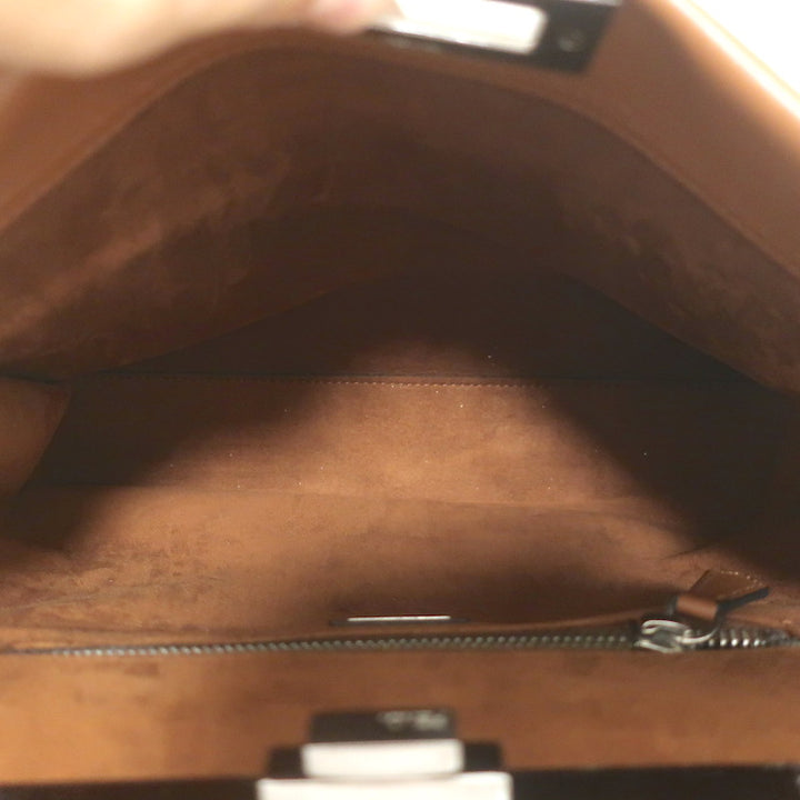 Fendi Large Peekaboo Whipstitch Satchel Brown Leather Shoulder Bag
