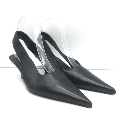 Toteme Slingback Pumps Black Leather Size 38 Pointed Toe Heels