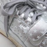 Celine CT-02 Scratch Sneakers Star Print Metallic Silver Leather Size 37