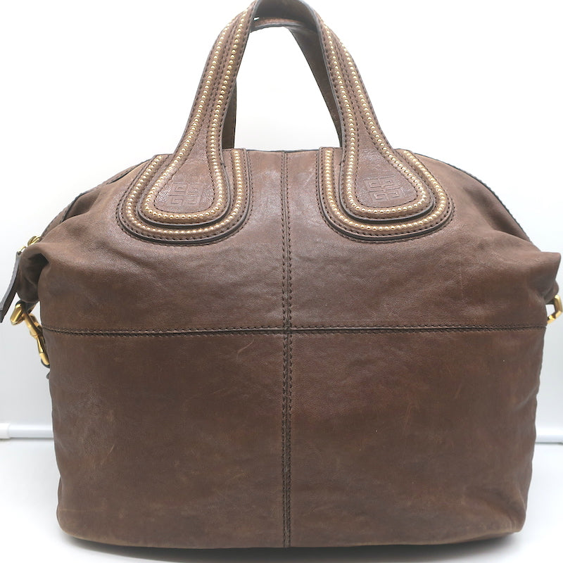 Givenchy Medium Studded Nightingale Bag Brown Leather Satchel