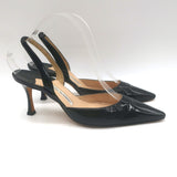 Manolo Blahnik Carolyne Slingback Pumps Black Patent Leather Size 38.5