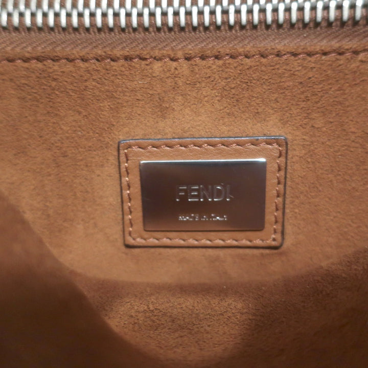 Fendi Large Peekaboo Whipstitch Satchel Brown Leather Shoulder Bag