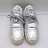 Celine CT-02 Scratch Sneakers Star Print Metallic Silver Leather Size 37