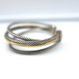 David Yurman Crossover Three Row Cuff Bracelet Sterling Silver & 18k Gold