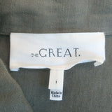 THE GREAT Tulip Jacket Army Green Linen-Cotton Size 1