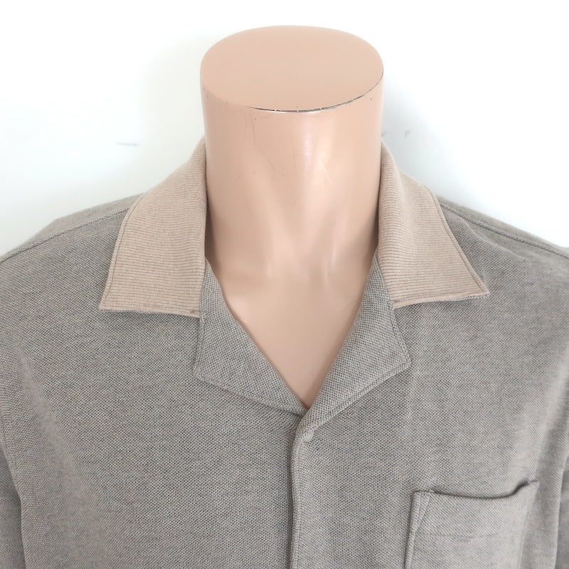 PAIGE Oliver Short Sleeve Shirt Heathered Oatmeal Cotton Pique Size Medium NEW
