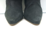 Manolo Blahnik Karo Studded Buckle Boots Black Nubuck Leather Size 39.5