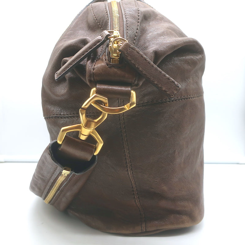 Givenchy Medium Studded Nightingale Bag Brown Leather Satchel