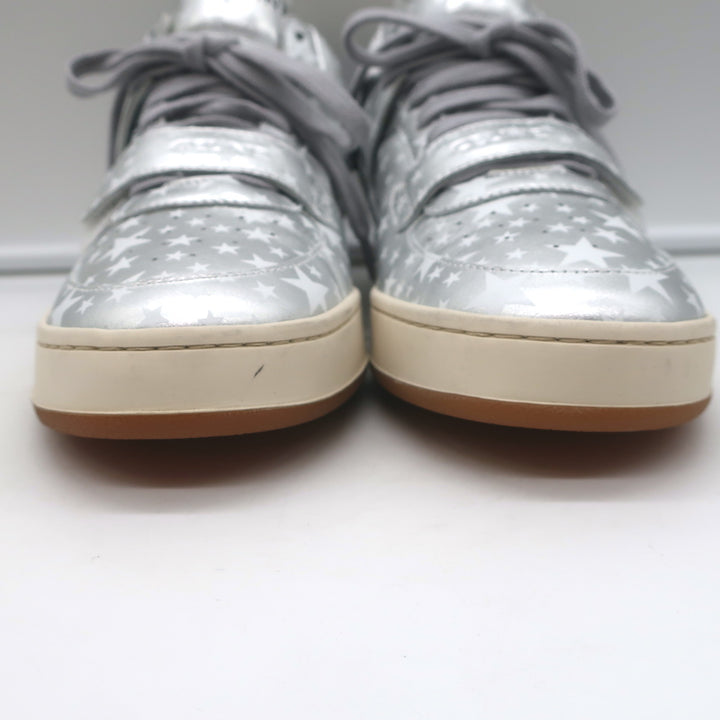 Celine CT-02 Scratch Sneakers Star Print Metallic Silver Leather Size 37