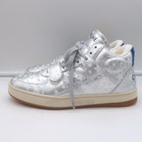 Celine CT-02 Scratch Sneakers Star Print Metallic Silver Leather Size 37
