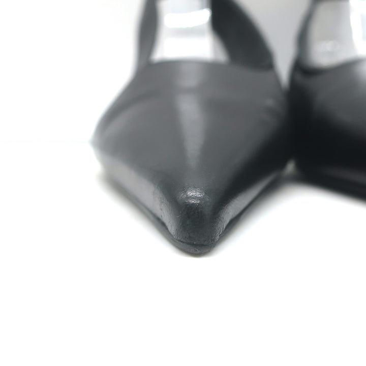 Toteme Slingback Pumps Black Leather Size 38 Pointed Toe Heels