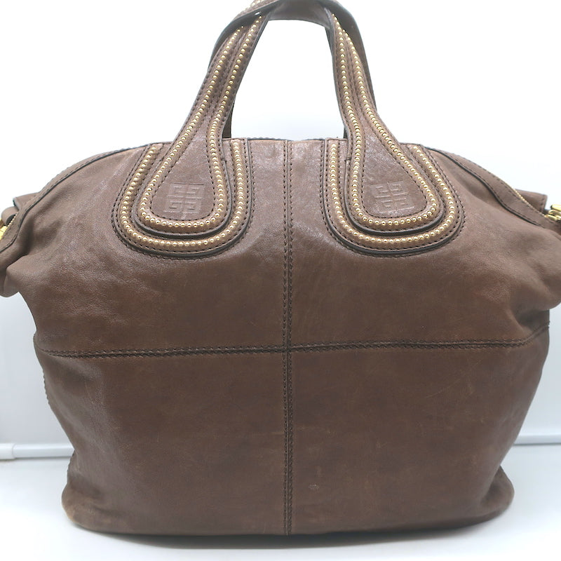 Givenchy Medium Studded Nightingale Bag Brown Leather Satchel