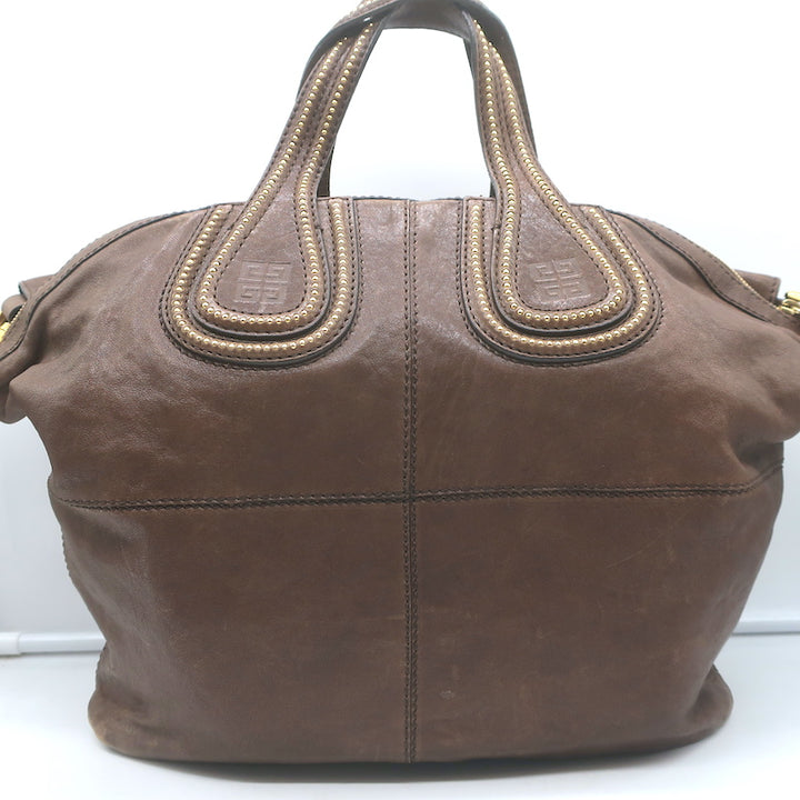 Givenchy Medium Studded Nightingale Bag Brown Leather Satchel