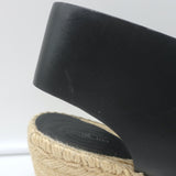 Celine Slingback Espadrille Wedge Sandals Black Leather Size 37 Open Toe Heels