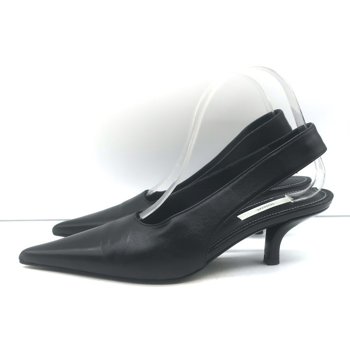 Toteme Slingback Pumps Black Leather Size 38 Pointed Toe Heels