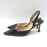 Manolo Blahnik Carolyne Slingback Pumps Black Patent Leather Size 38.5