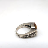 David Yurman Deco Citrine & Diamond Ring Sterling Silver Size 6