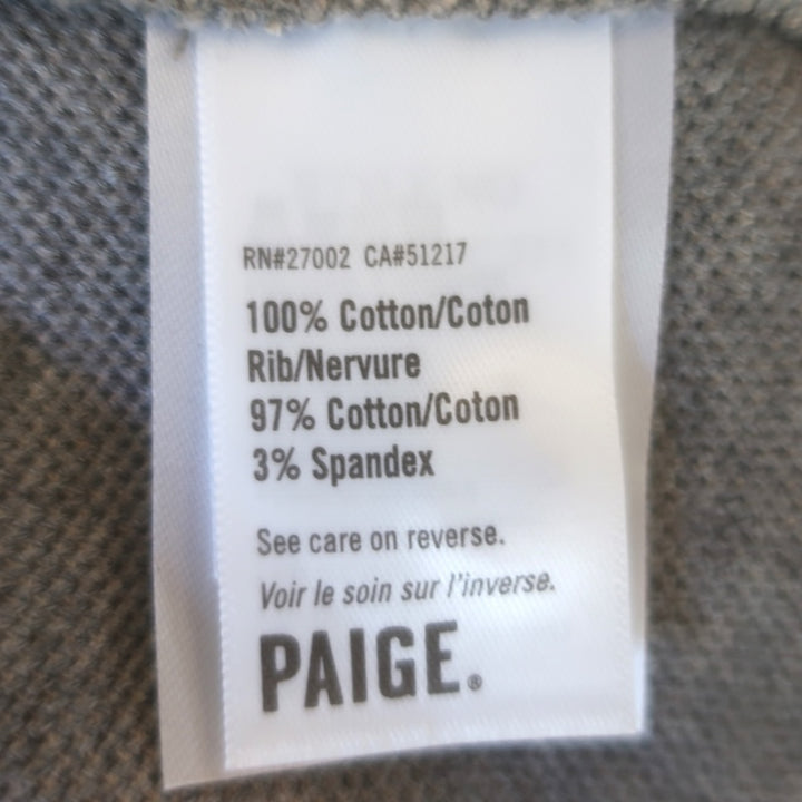 PAIGE Oliver Short Sleeve Shirt Heathered Oatmeal Cotton Pique Size Medium NEW