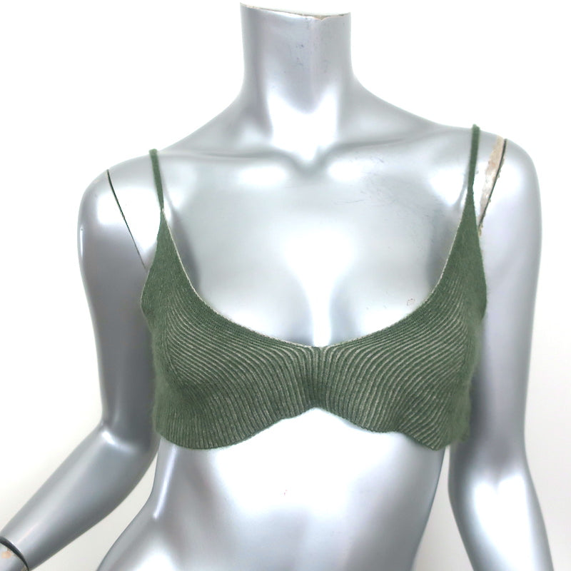 JACQUEMUS Valensole Ribbed-Knit Bralette in Green