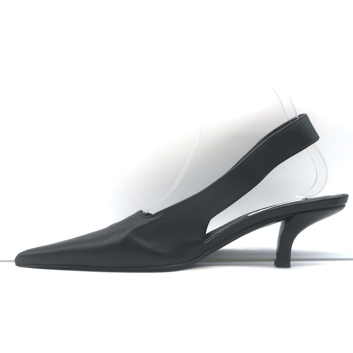 Toteme Slingback Pumps Black Leather Size 38 Pointed Toe Heels