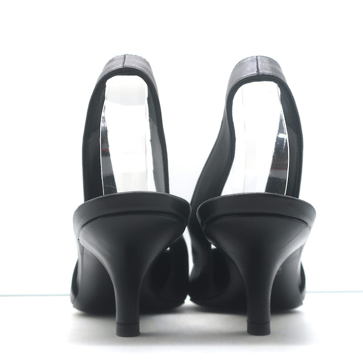 Toteme Slingback Pumps Black Leather Size 38 Pointed Toe Heels