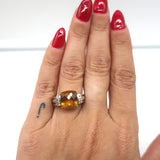 David Yurman Deco Citrine & Diamond Ring Sterling Silver Size 6