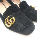 Gucci GG Marmont Fringed Suede Pumps Black Size 37.5