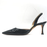 Manolo Blahnik Carolyne Slingback Pumps Black Patent Leather Size 38.5