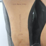 Manolo Blahnik Karo Studded Buckle Boots Black Nubuck Leather Size 39.5