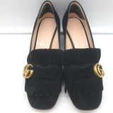 Gucci GG Marmont Fringed Suede Pumps Black Size 37.5