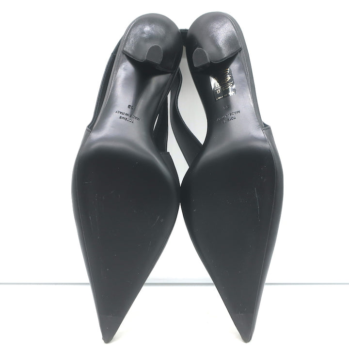 Toteme Slingback Pumps Black Leather Size 38 Pointed Toe Heels