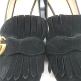 Gucci GG Marmont Fringed Suede Pumps Black Size 37.5