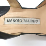 Manolo Blahnik Carolyne Slingback Pumps Black Patent Leather Size 38.5