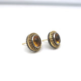 David Yurman Cerise Citrine & Sapphire Round Stud Earrings Sterling Silver