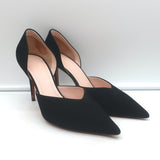 Celine d'Orsay Pumps Black Suede Size 38.5 Pointed Toe Heels